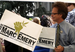 Marc Emery in Vancouver at "The Worldwide Rally for The Prince of Pot". (Photo by Jeremiah Vandermeer)